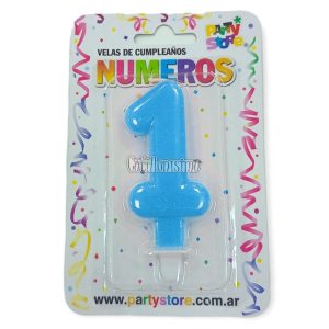 Vela Numero 1 Celeste Brillos
