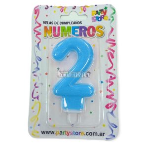 Vela Numero 2 Celeste Brillos