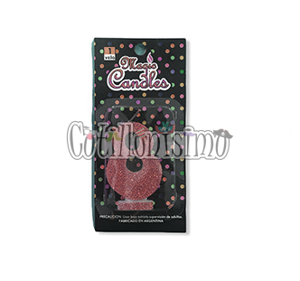 Vela Gibreada Numero 8 Color Rosa Gold Magic Candles