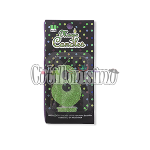 Vela Gibreada Numero 8 Color Verde Claro Magic Candles