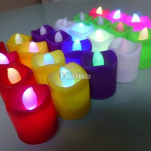 Vela Chica Ondulada PLASTICO COLOR Luz Calida (LED) - Imagen 2