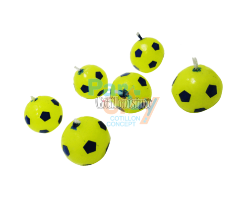 Vela Pelota de Futbol Amarillo y Rojo x6 Unidades