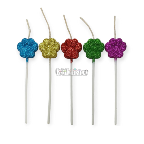 Vela Pinche Gibre Huellas Multicolor x5 Unidades 