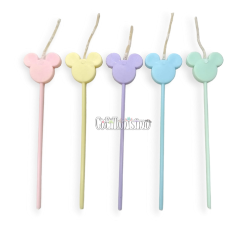 Vela Pinche Mickey Mouse Pastel x5 Unidades