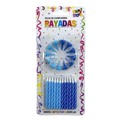 Vela Rayada Torneada Colores Varon X24u con 12 Bases