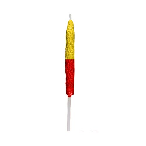Vela Gibreada Color Amarillo y Rojo