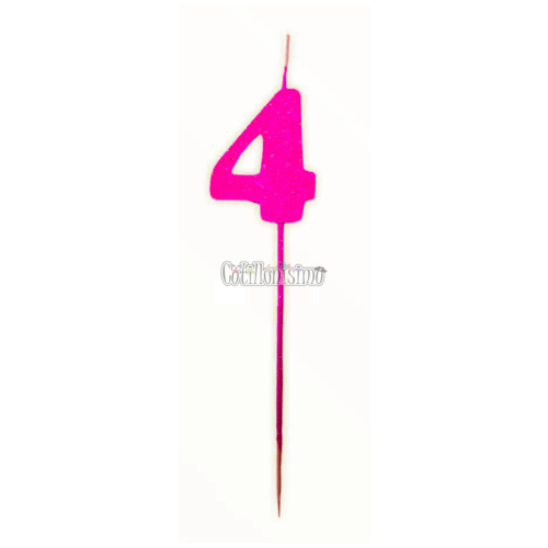 Vela Pinche Gibreada Nº4 Color Rosa Fluo