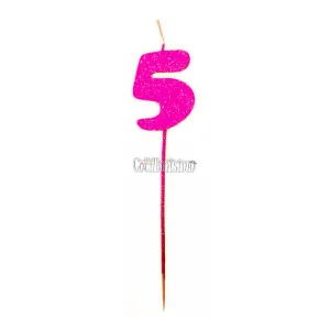 Vela Pinche Gibreada Nº5 Color Rosa Fluo