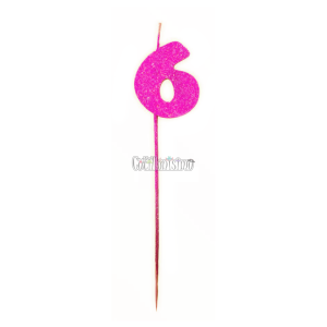 Vela Pinche Gibreada Nº6 Color Rosa Fluo