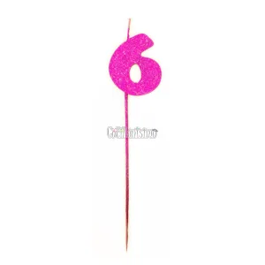 Vela Pinche Gibreada Nº6 Color Rosa Fluo