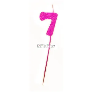 Vela Pinche Gibreada Nº7 Color Rosa Fluo