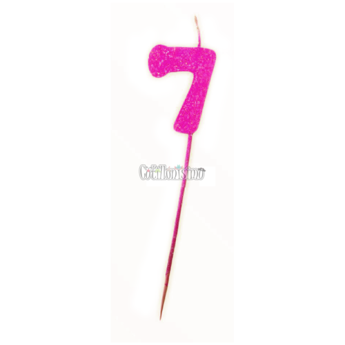 Vela Pinche Gibreada Nº7 Color Rosa Fluo