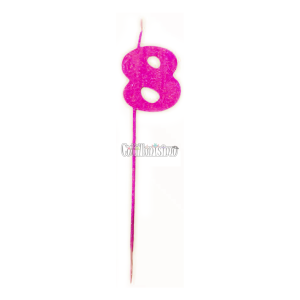Vela Pinche Gibreada Nº8 Color Rosa Fluo