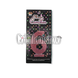 Vela Gibreada Numero 6 Color Rosa Gold Magic Candles