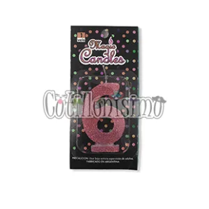 Vela Gibreada Numero 6 Color Rosa Gold Magic Candles