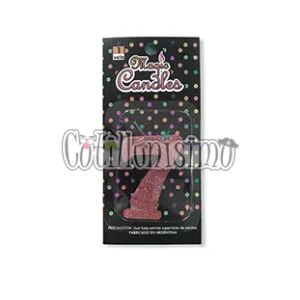 Vela Gibreada Numero 7 Color Rosa Gold Magic Candles