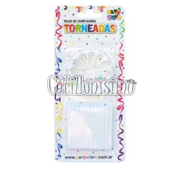 Vela Rayada Torneada Blanca X24u con 12 Bases