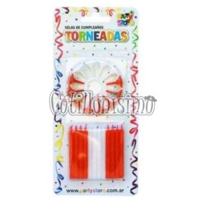 Vela Rayada Torneada Roja y Blanca X24u con 12 Bases