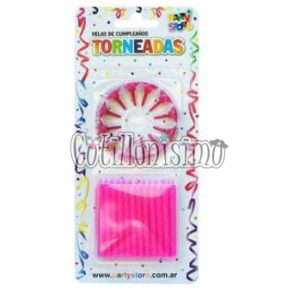 Vela Rayada Torneada Magenta X24u con 12 Bases