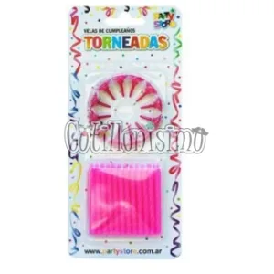 Vela Rayada Torneada Magenta X24u con 12 Bases