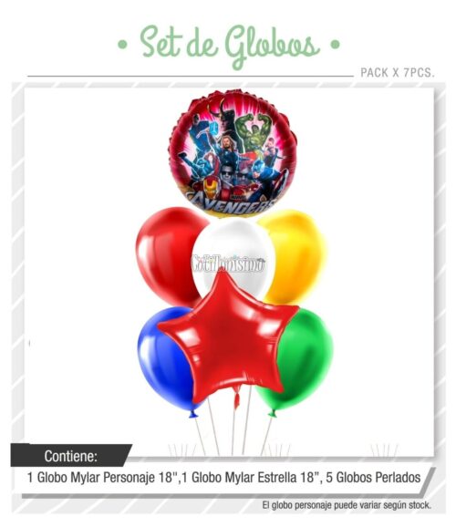 Set Globos VENGADORES 7 Pcs