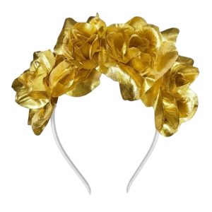 Vincha Artificial Cuatro Flores Doradas