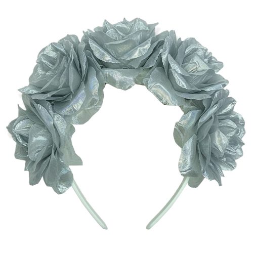 Vincha Artificial Cuatro Flores Plateadas