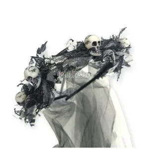 Alternative view of Vincha Con Calaveras y Tul Negro Halloween