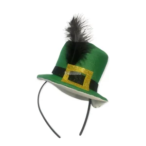 Alternative view of Vincha Galerita Verde con Pluma San Patricio