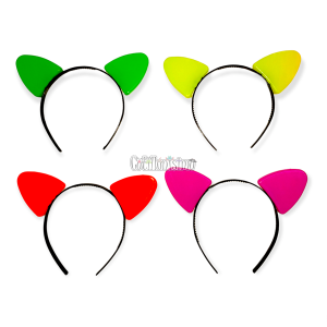 Vincha Gatita FLUO X4 Unidades (Colores Surtidos)