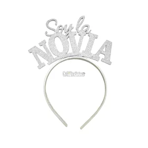 Vincha Goma Eva SOY LA NOVIA Blanco Glitter