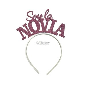 Vincha Goma Eva SOY LA NOVIA Rose Glitter