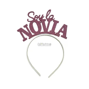 Vincha Goma Eva SOY LA NOVIA Rose Glitter