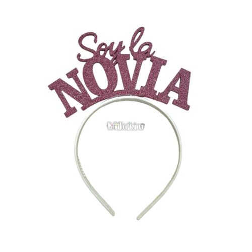 Vincha Goma Eva SOY LA NOVIA Rose Glitter