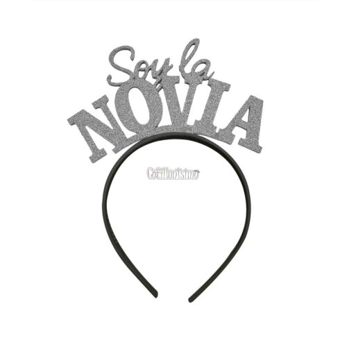 Vincha Goma Eva SOY LA NOVIA Plateado Glitter