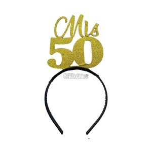 Vincha Goma Eva MIS 50 Dorado Glitter