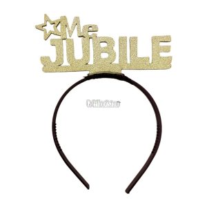 Vincha Goma Eva ME JUBILE Dorado Glitter