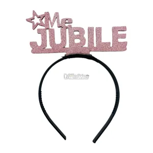 Vincha Goma Eva ME JUBILE Rosa Glitter