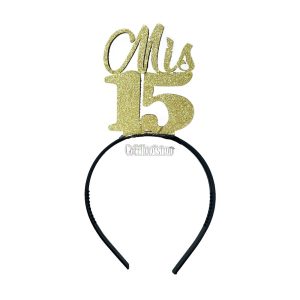 Vincha Goma Eva MIS 15 Dorado Glitter