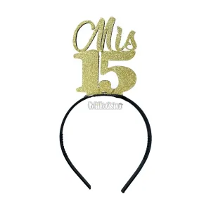Vincha Goma Eva MIS 15 Dorado Glitter