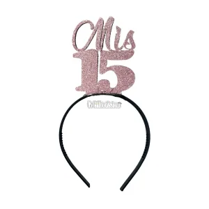 Vincha Goma Eva MIS 15 Rosa Glitter