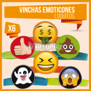 Vinchas EMOTICONES (LOQUITOS) X6 Unidades Jersey (FRISELINA)