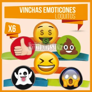 Vinchas EMOTICONES (LOQUITOS) X6 Unidades Jersey (FRISELINA)
