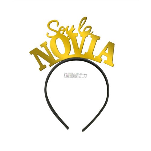 Vincha Goma Eva SOY LA NOVIA Dorado Metalizado