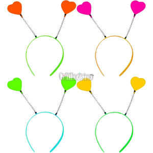 Vincha Resorte CORAZON x4 Unidades Colores Surtidos (FLUO)