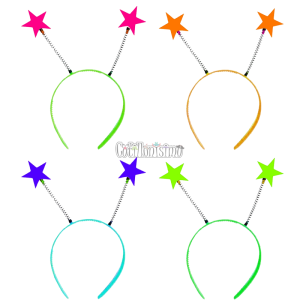 Vincha Resorte ESTRELLA x4 Unidades Colores Surtidos (FLUO)