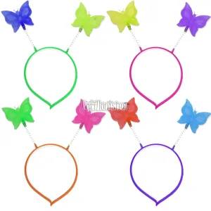 Vincha Resorte MARIPOSA x4 Unidades Colores Surtidos (FLUO)