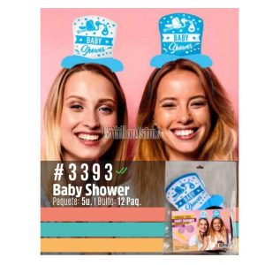 Vincha Tries Baby Shower Nene - Celeste X5 Unidades