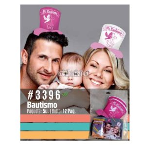 Vincha Tries Mi Bautismo Nena - Rosa X5 Unidades