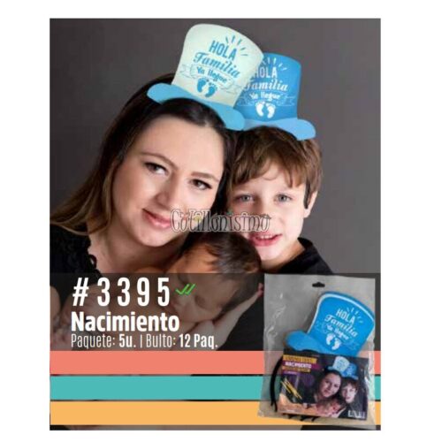 Vincha Tries Nacimiento Nene - Celeste X5 Unidades